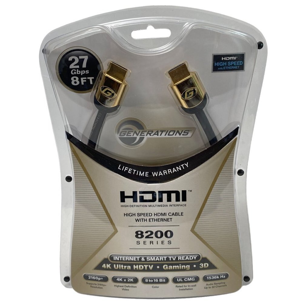 HDMI High Speed Cable with Ethernet 27 Gbps 8 FT 8200 Series NEW